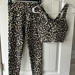 Leopard Camo Print Leggings and Sports Bra Set